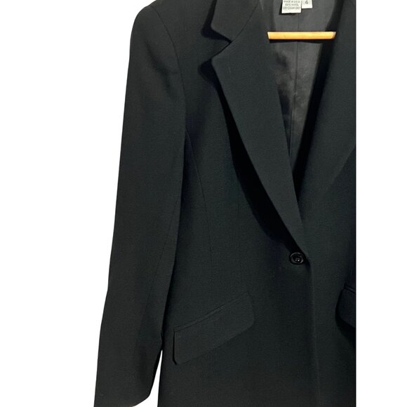 Talbots Women Black Wool Blazer & Pants Suit Set Size 4 Professional Office Goth - Picture 12 of 16